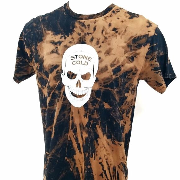 STONE COLD STEVE AUSTIN Acid Wash, Distressed Skull Logo Wrestling Tee Rap Tee - Picture 3 of 5